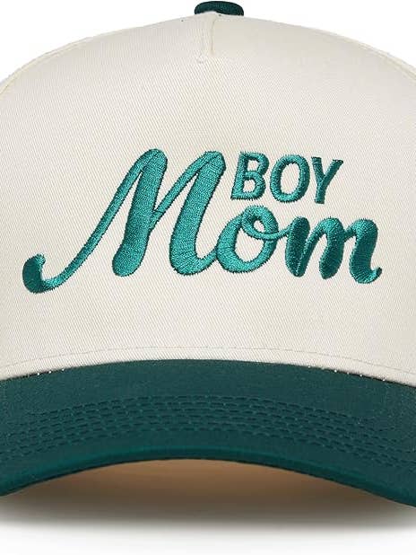 Two Tone Cap - Boy Mom - Green/Beige for wholesale by Funky Junque