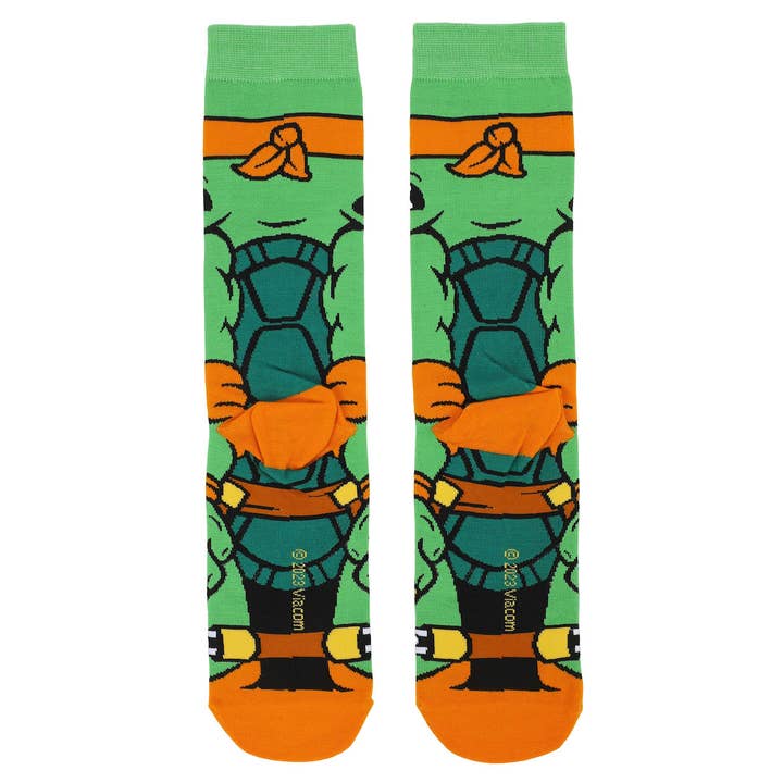Bioworld Merchandising - Wholesale Socks - Men's - Teenage Mutant Ninja Turtles Michelangelo Animigos Men's Crew Socks2