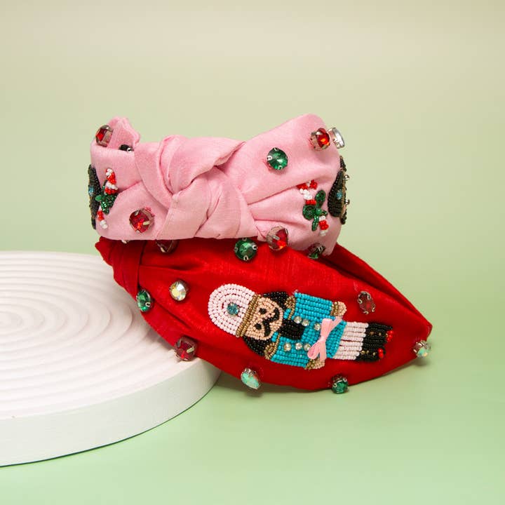 SP Sophia Collection - Wholesale Fashion Headband - Women's - Christmas Nutcracker Crystal Seed Beaded Top Knot Headband2