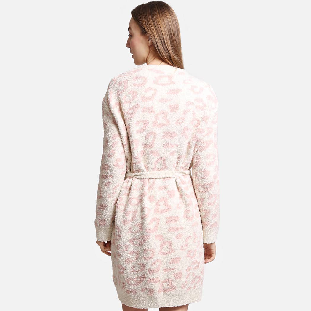 Fashion City - Venta al por mayor Bata - Mujer - Bata suave para mujer con estampado de leopardo, bolsillos y cinturón16