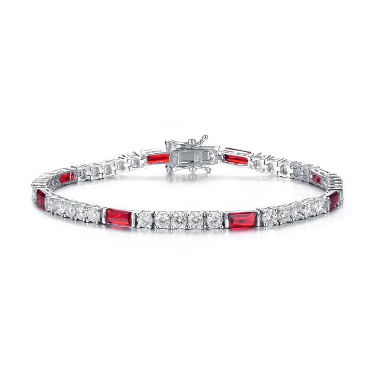 Genevive – Pulseira de ténis por atacado – Pulseira de Ténis Vintage Ruby Cubic Zircónia em Prata de 1ª Lei