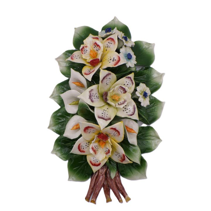 AF08 - Ramo de lirios y calas en porcelana Hecho en Italia para venta al por mayor de LUEM ART ceramiche e porcellane di Capodimonte Made In Italy