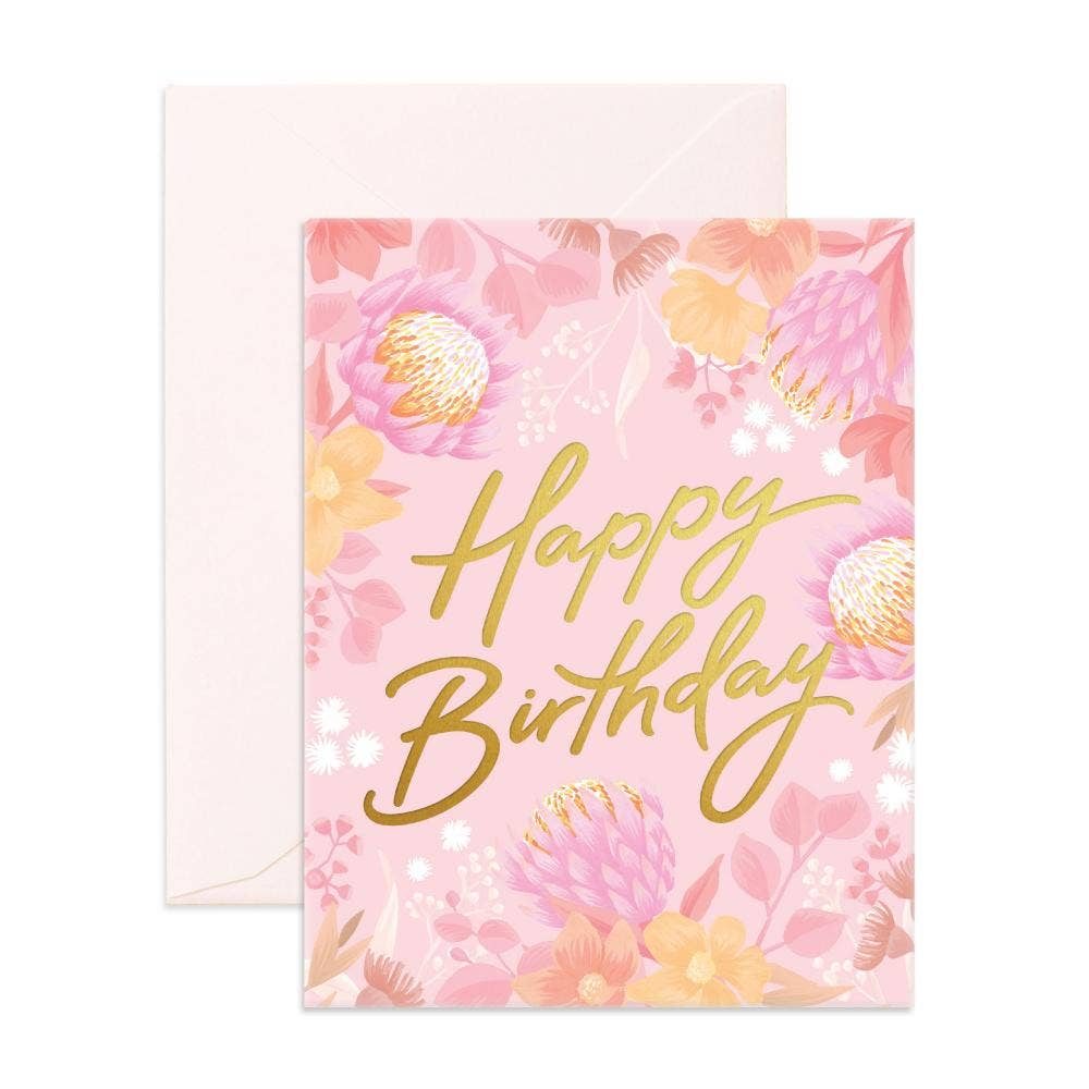 Fox & Fallow - Vente Cartes d'anniversaire - Carte de voeux Joyeux Anniversaire Floribunda0