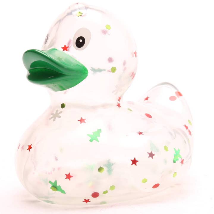 Bath duck Xmas glitter - green beak for wholesale by Duckshop