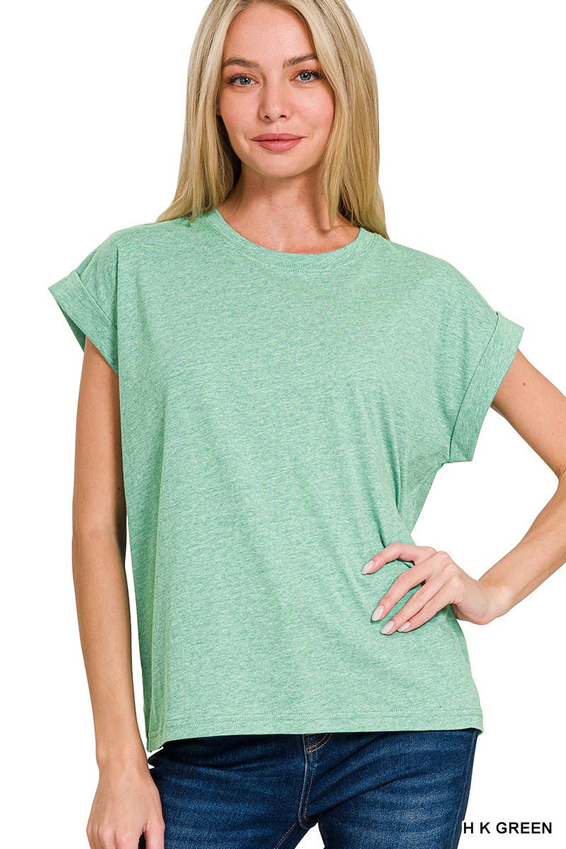 42POPS - Wholesale T-Shirt - Women's - `.Round Neck Folded Short Sleeve T Shirt45
