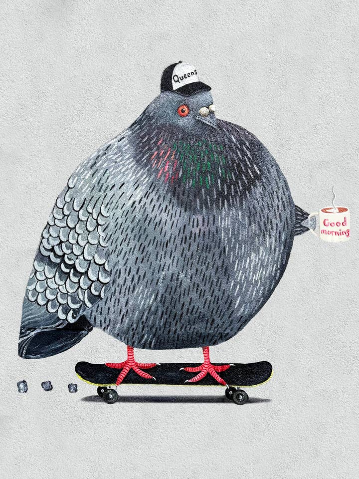 Jerry, le pigeon skateur pour la vente par Caryn Cast Art