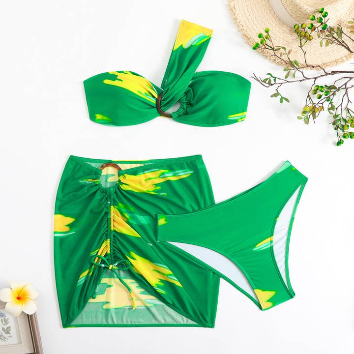 pinkblu02 - Wholesale Two Piece Swimsuit - Women's - Women Sexy Tie-Dye Printed Swimsuit Three-Piece Set