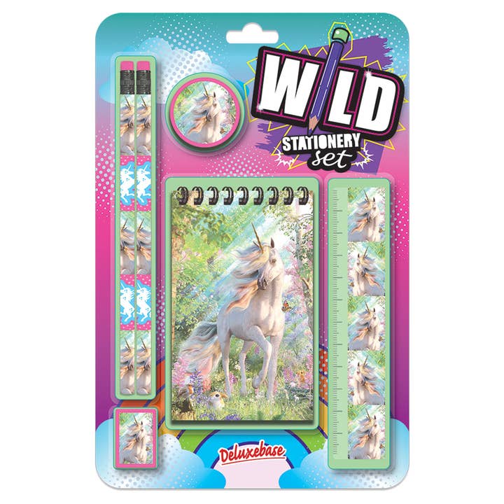 Wild Stationery Set - Unicorn for wholesale by Deluxebase