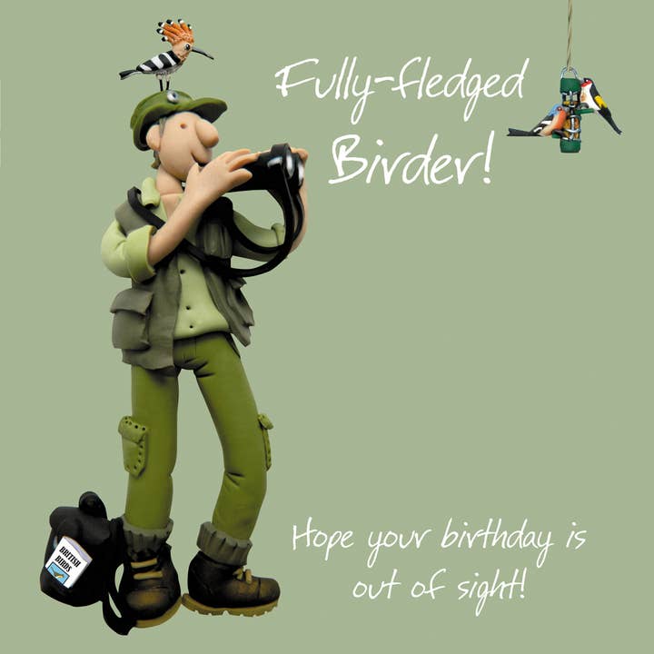 Verjaardagskaart voor mannelijke vogelaar voor wholesale door Inky Blue Ltd t/a Holy Mackerel