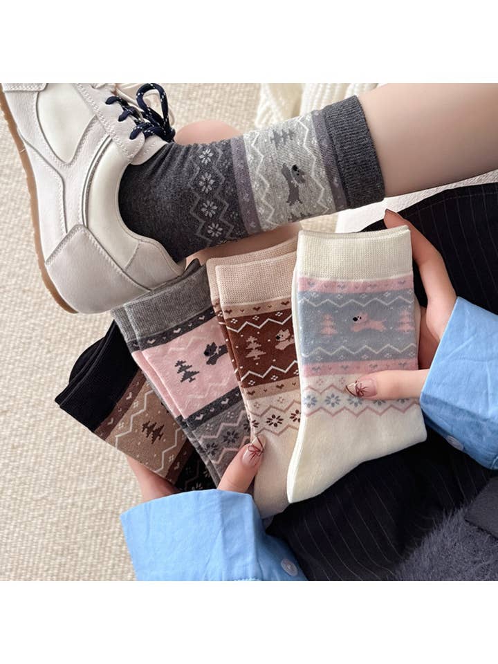 Funkyrel® Atzbranding Limited - Wholesale Socks – Women's - Rufia - Puppy Dog Pattern Cute Mid-Calf Socks7