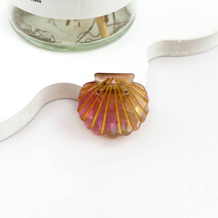 mildstyles - Wholesale Hair Clip - Women's - Cute Mini Small Shell with Gold Line Acetate Hair Claw Clip4