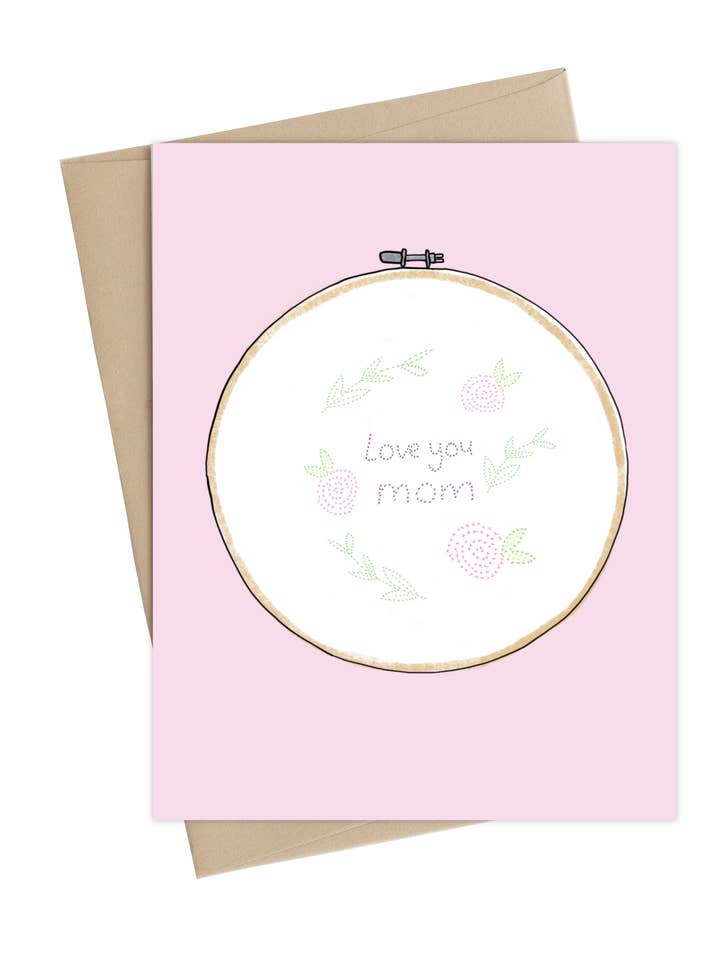 Elsker dig mor Cross Stitch, mødre dag lykønskningskort for engroshandel hos Little May Papery