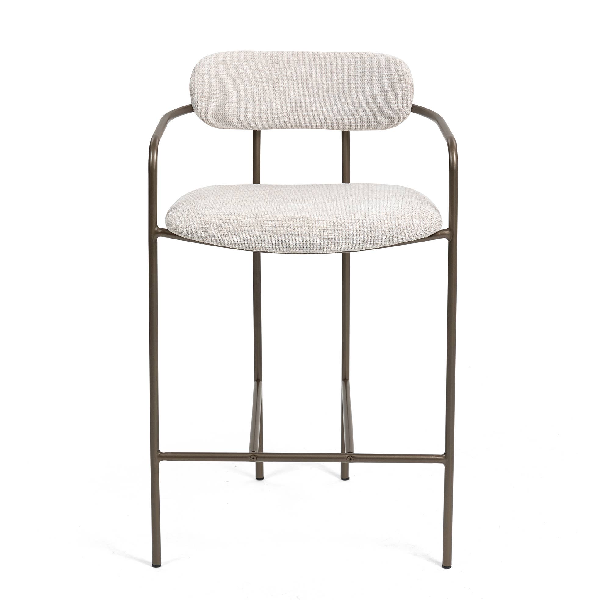Glamour Home - Vente Tabouret - Ensemble de 2 tabourets de comptoir en tissu tissé beige Berker2
