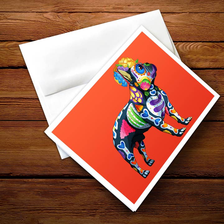 5 x 7" Day of the Dead French Bulldog Greeting Card for wholesale by Nicholas Ivins Art & Illustration