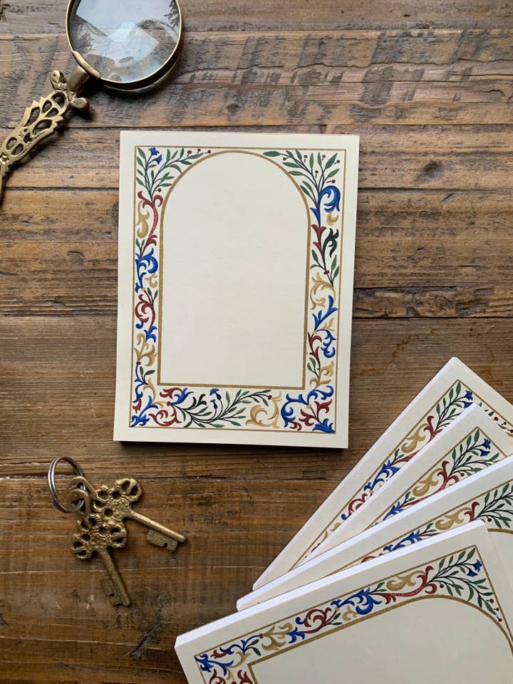 Medieval border notepad for wholesale by The Creeping Moon