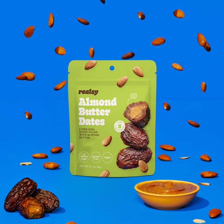 realsy - Wholesale Dried/Dehydrated Fruit - Almond Butter Filled Medjool Date Snack Packs - 10 unit/case