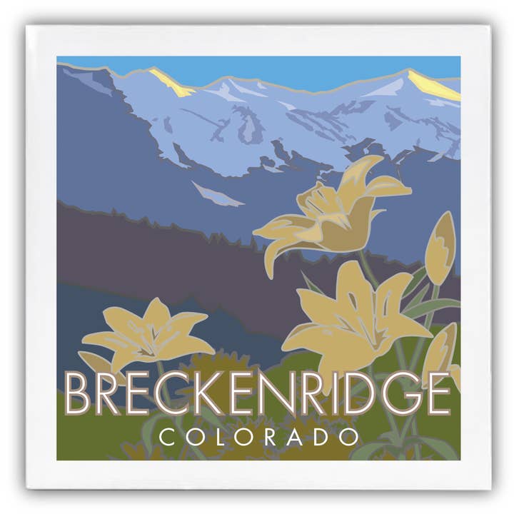 Breckenridge, Colorado, Summer Lilies - Sandstone Coaster for wholesale by M&W Design Co - Travel Posters
