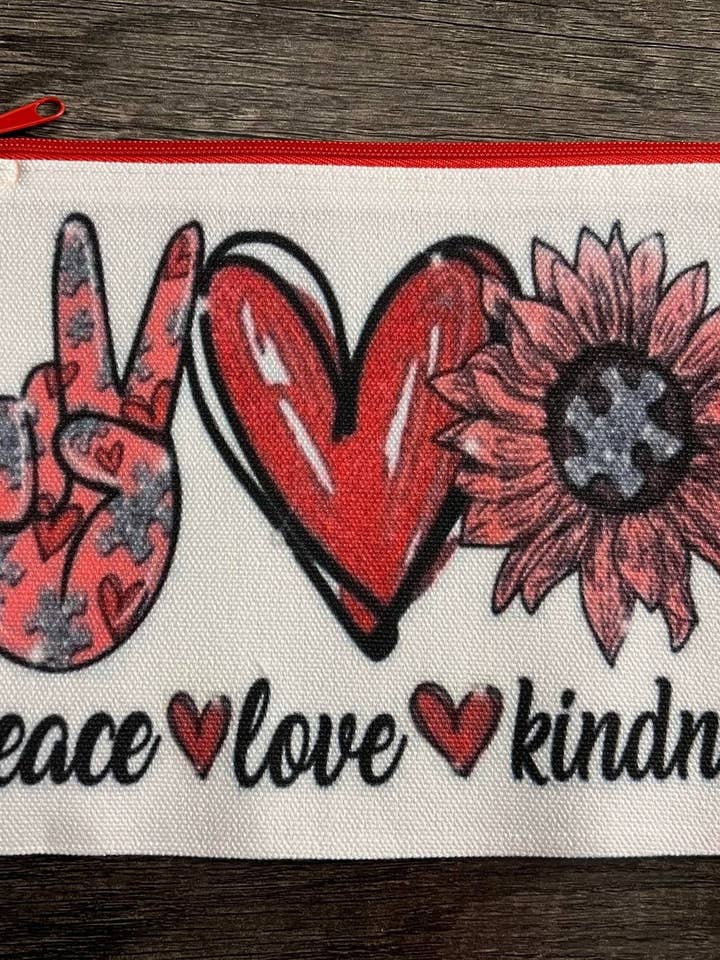 Peace Love vänlighet Makeup kosmetisk väska för wholesale av The Crazy Craft Girl LLC