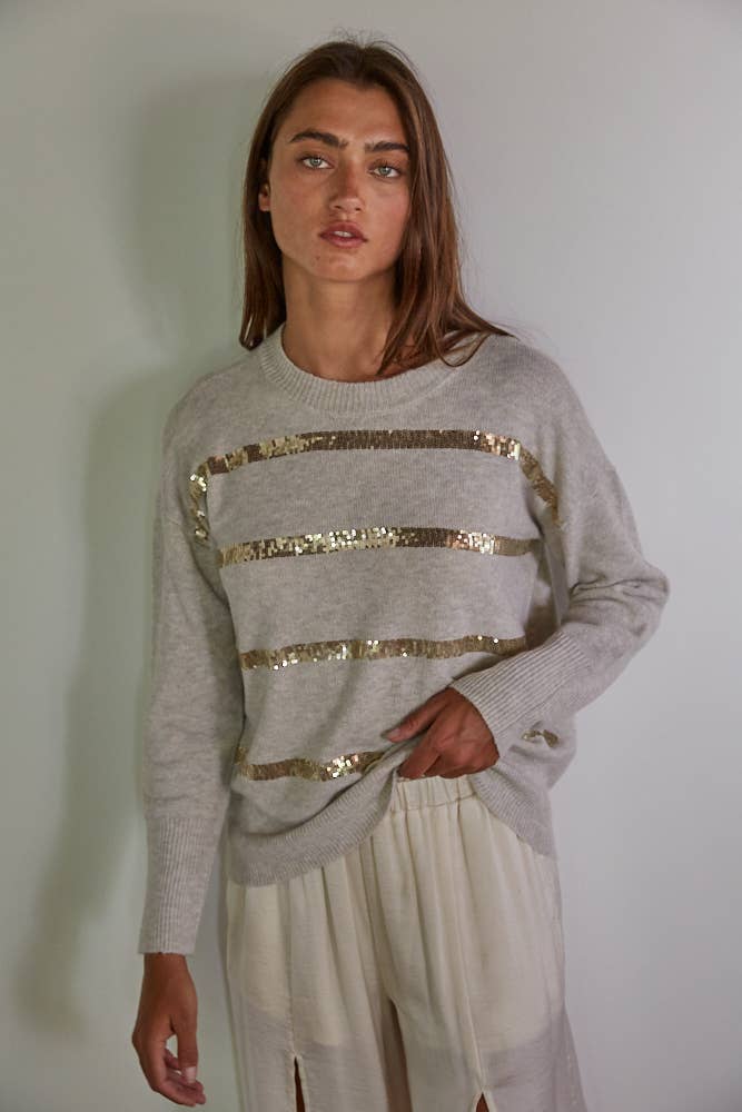 Dunkle Navy W1760 | Strickpullover mit Paillettendetail für den Großhandel auf Faire1