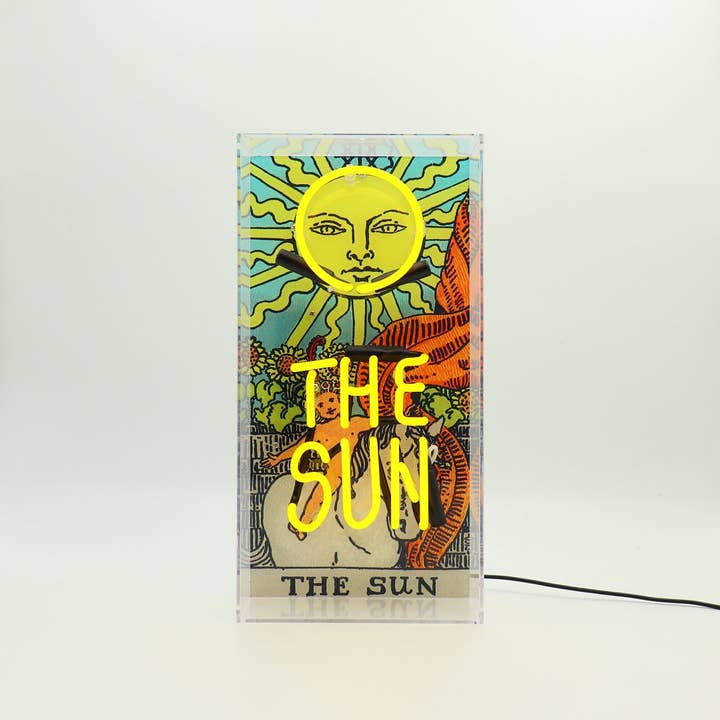 'The Sun' Tarot Card Glass Neon Box Sign for wholesale by Locomocean