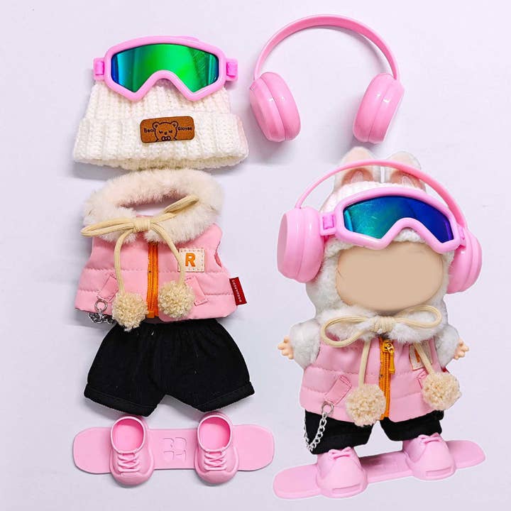 17cm dolls Winter pink ski goggles set doll clothes for wholesale by Little Trendy
