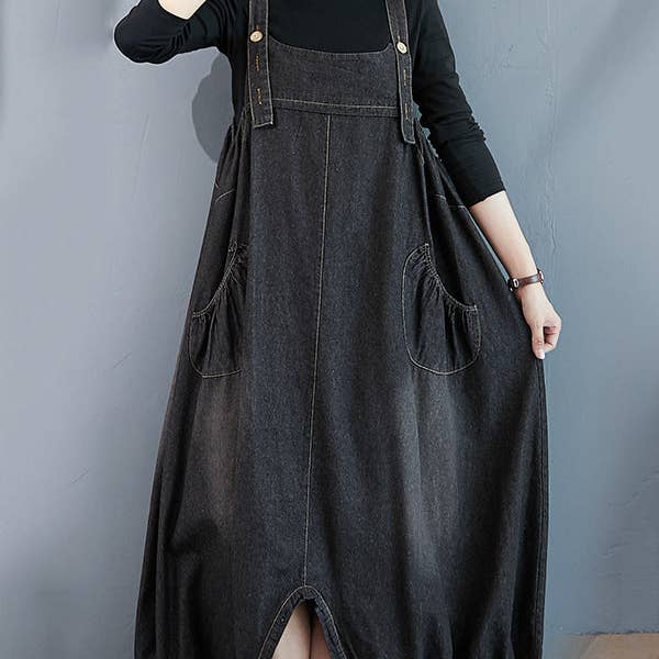 Tuta e abito con bottoni in denim semplice per la vendita all'ingrosso da parte di Sheer Trend