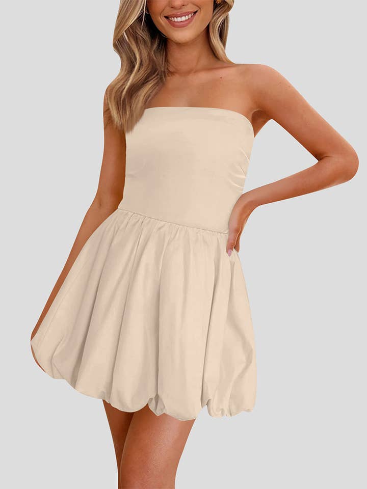 EmberLoom - Wholesale Dress - Women's - Strapless Bubble Hem Mini Dress1