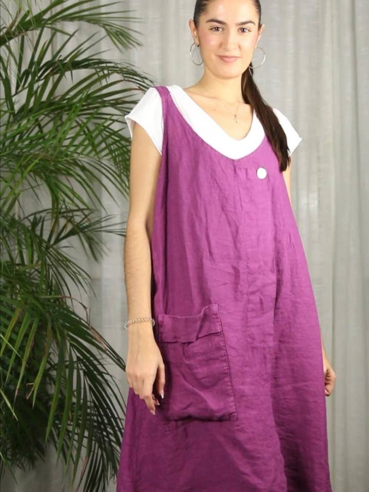 Linen & More – Großhandel Kleid – Damen – Kleid mit 100 % Leinen-Tasche6