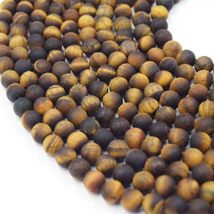 Tiger Eye Beads | Matte Brown Tiger Eye Beads- 15" Strands - Natural Gemstone Beads - (8mm 10mm 12mm 14mm) for wholesale by Only Beads