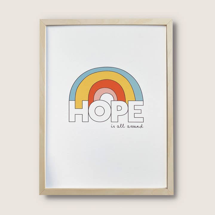 Hope rainbow - bright, motivational typographic print for wholesale by Fearless Flamingo