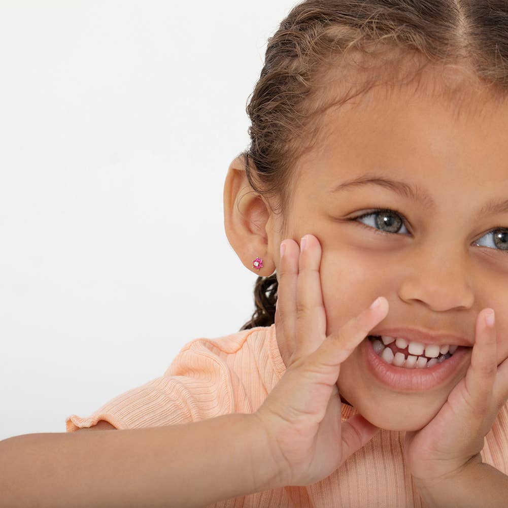 In Season Jewelry – Engroshandel Smykker - Børn – 14 k guld Cubic Zirconia blomst baby/småbørn/børn ørering17