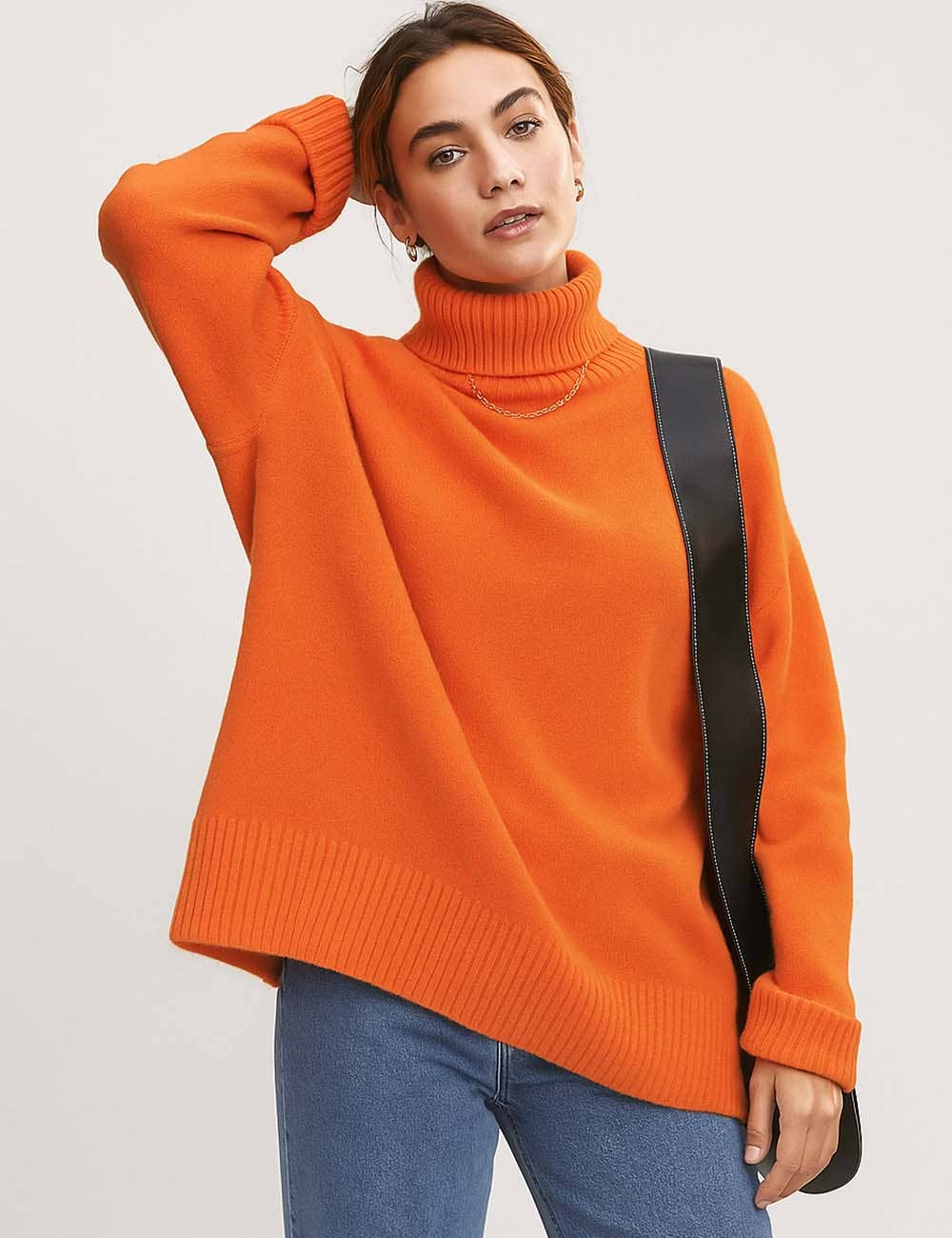 Sweetkama - Venta al por mayor Jersey de punto - Mujer - Suéter de punto para mujer con cuello alto y color sólido 56052