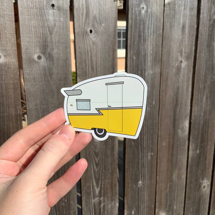 Extremely Retro – Engroshandel Klistermærke – Vintage Trailer Klistermærke/Magnet - 1960's Gul Shasta Travel