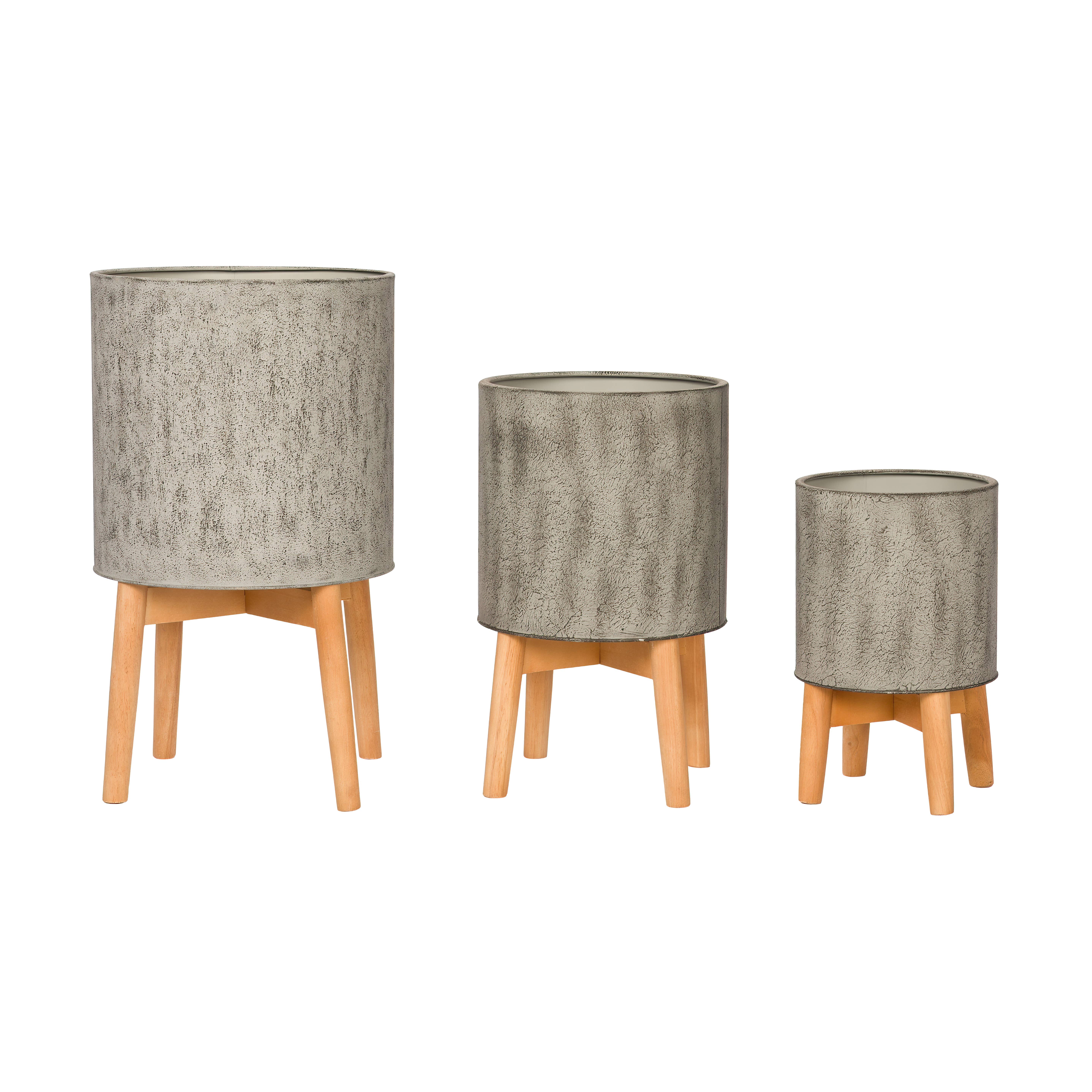 Aspire Home Accents - Vente Pot - Abigail Métal Gris Pot Rond - Série SelectBase3