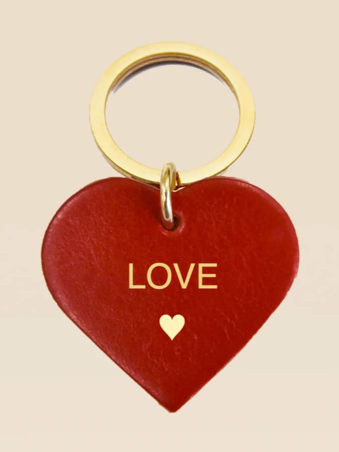 LOVE custom red leather heart keychain for wholesale by FAUVETTE PARIS