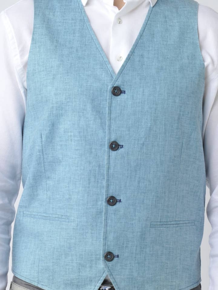 Sky Blue Vest for wholesale by Luchiano Visconti
