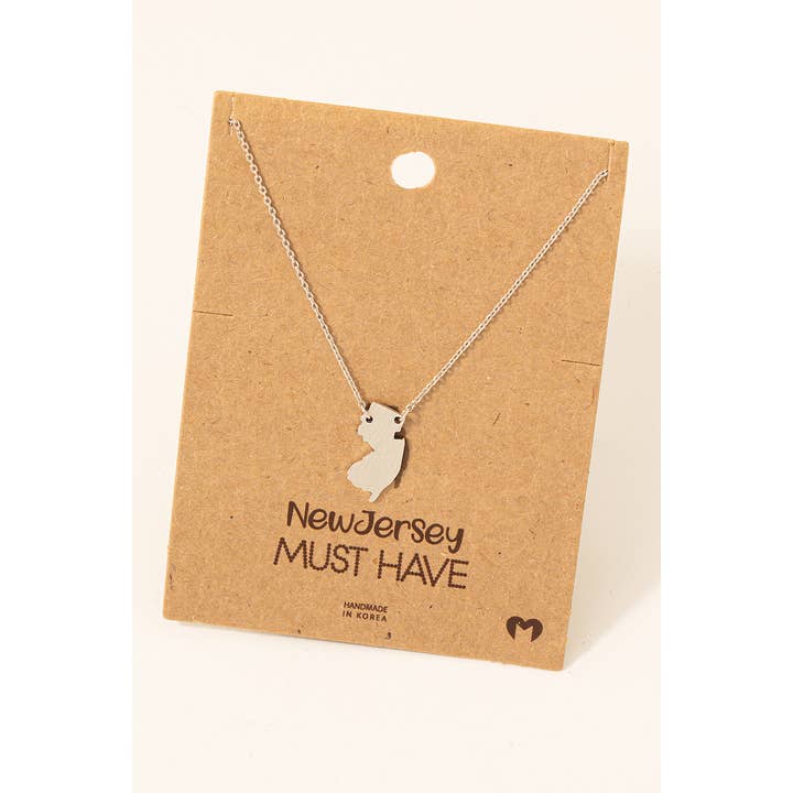 Fame Accessories - Wholesale Pendant/Charm Necklace - New Jersey State Pendant Necklace
