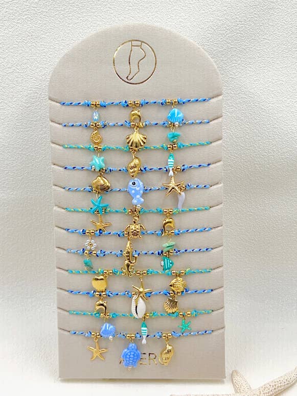 lot de 12 bracelet de cheville acier inoxydable + présentoir pour la vente par susurros de madera