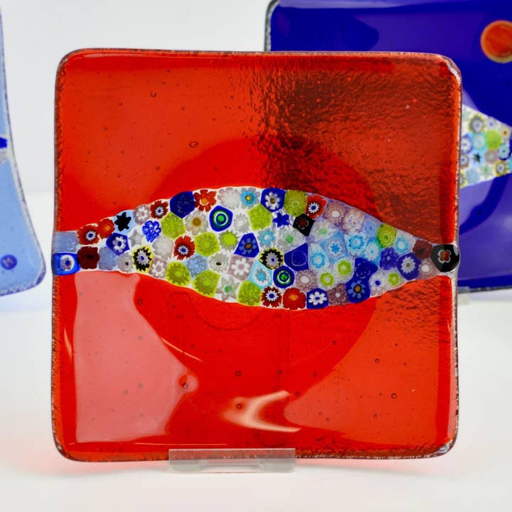 Plat de rangement Collina en verre de Murano Millefiori 6 pouces - Options de couleur pour la vente par Via Graceffo