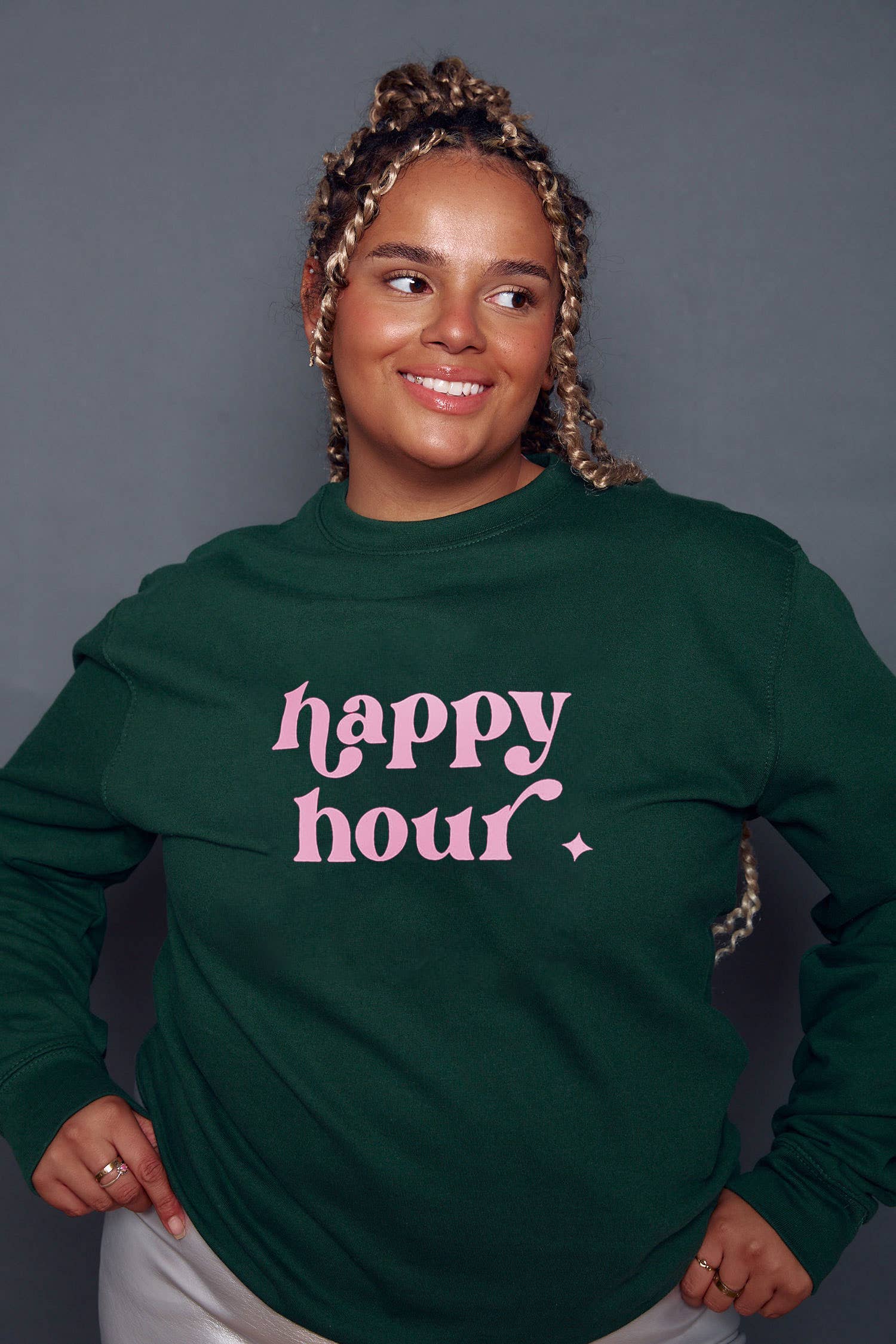 Rock On Ruby - Wholesale Graphic Sweatshirt - Women's - Happy Hour Slogan Sweatshirt1