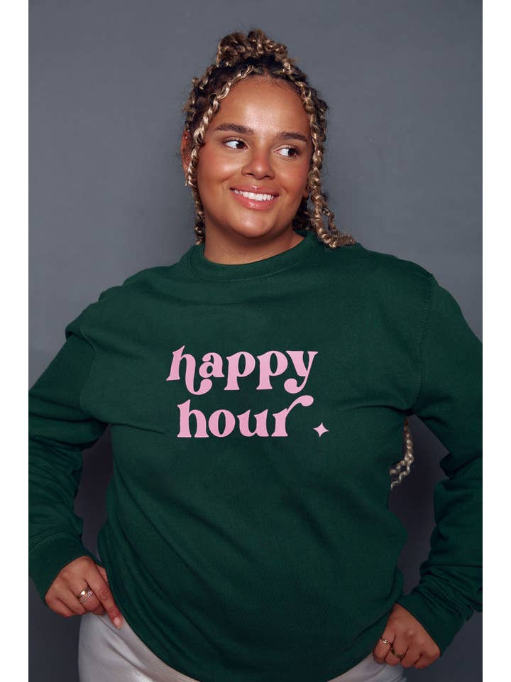 Rock On Ruby - Wholesale Graphic Sweatshirt - Women's - Happy Hour Slogan Sweatshirt1