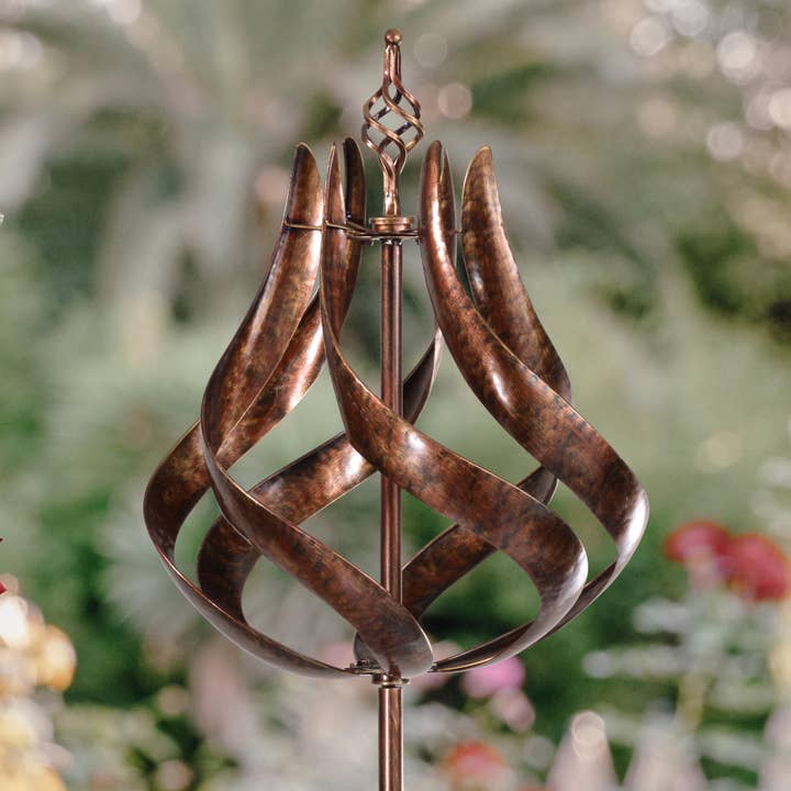 Marissa's Gifts – wholesale Wind spinner – Roseland burnished gold garden wind sculpture spinner