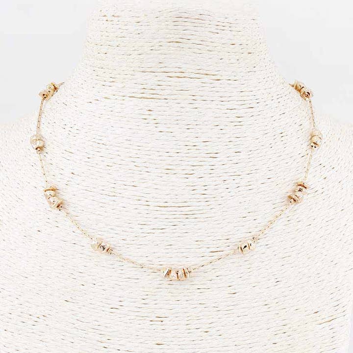 N25280 Chipped Gold Tone Beads Necklace for wholesale by Pretty Persuasions