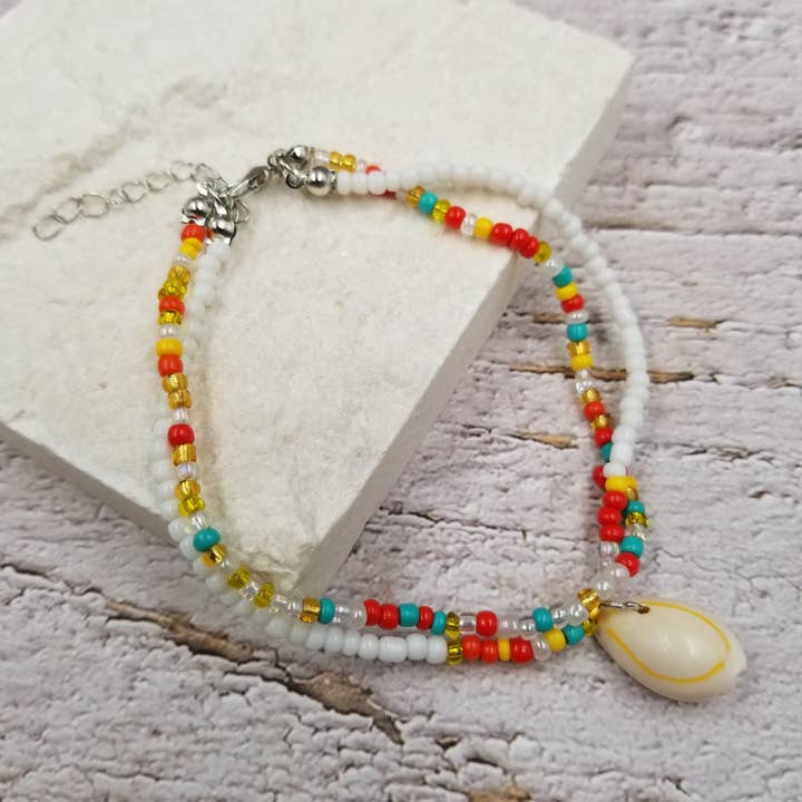 Treasure Wholesale - Wholesale Anklet - Rainbow Tiny Bead Beach Shell Anklet2