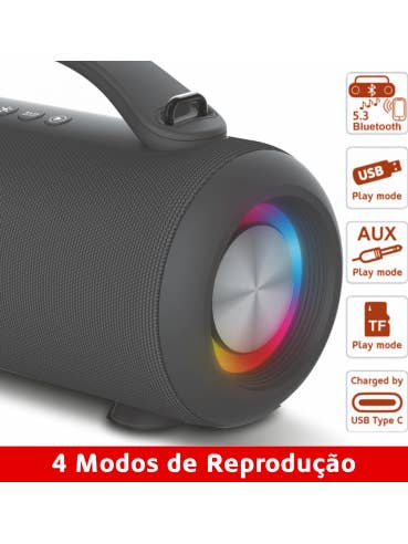 HAEGER Super Boom Bærbar Bluetooth Højttaler - 24 timers batterilevetid, IPX5 stænktæt, RGB-belysning for engroshandel hos Haeger