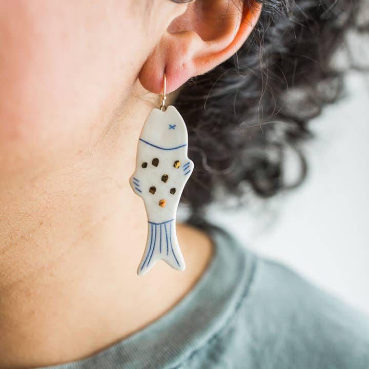 Jenna Vanden Brink Ceramics - Wholesale Dangle Earrings - Lucky Fish Earrings1