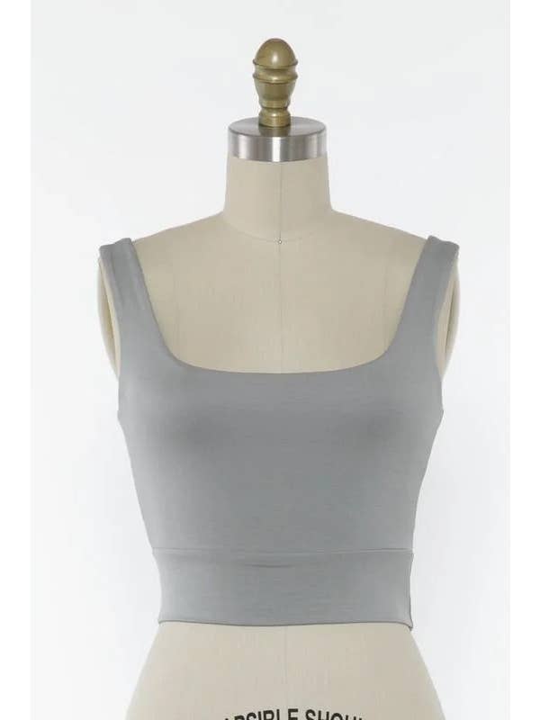 Final Touch - Wholesale Knit Top - Women's - Square Neck Fitted Crop Top - T1685940