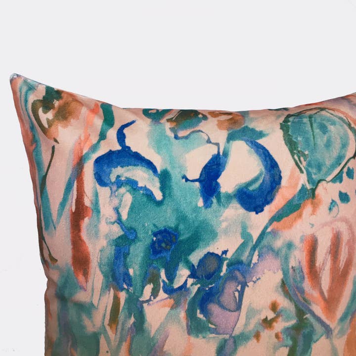 Abstract Floral Velvet Cushion - Blush for wholesale by Sharon Jane Studio