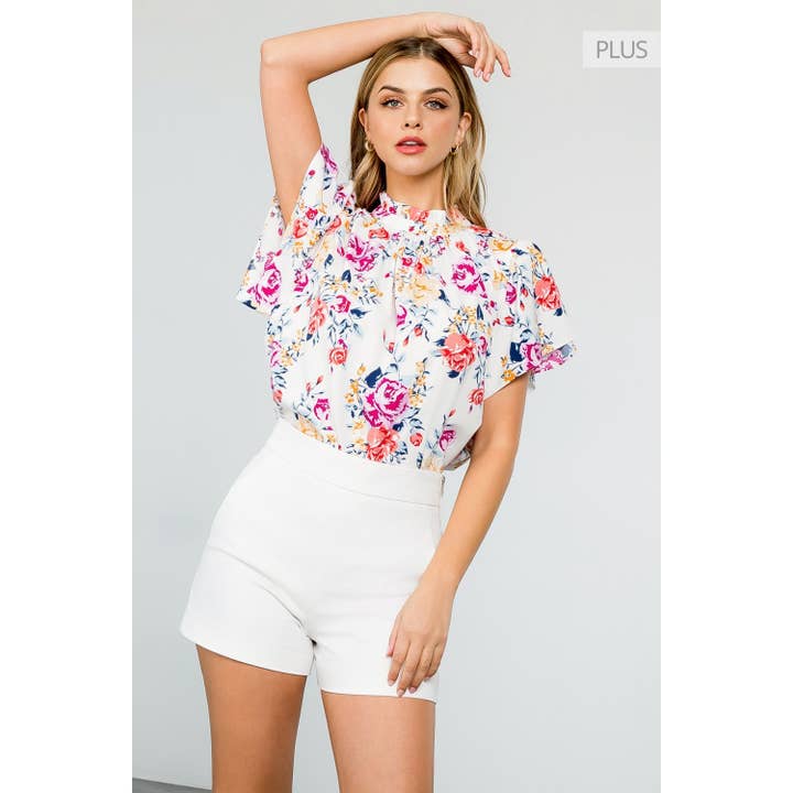 /Size XL/ Floral Print Flutter Sleeve Blouse for wholesale by THML