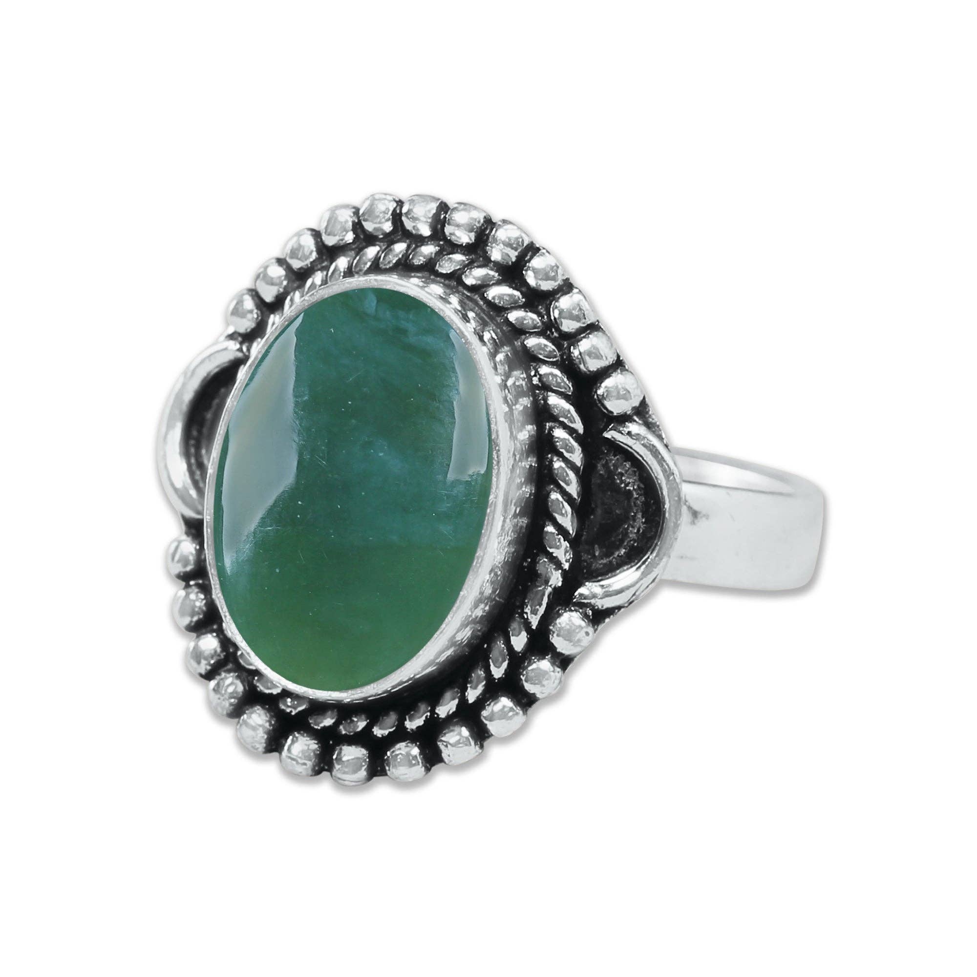 Handmade Jewels - Wholesale Cocktail/Statement Ring - Nephrite Jade Rings – Handmade, Silver-Plated, Bohemian (Made To Order)17